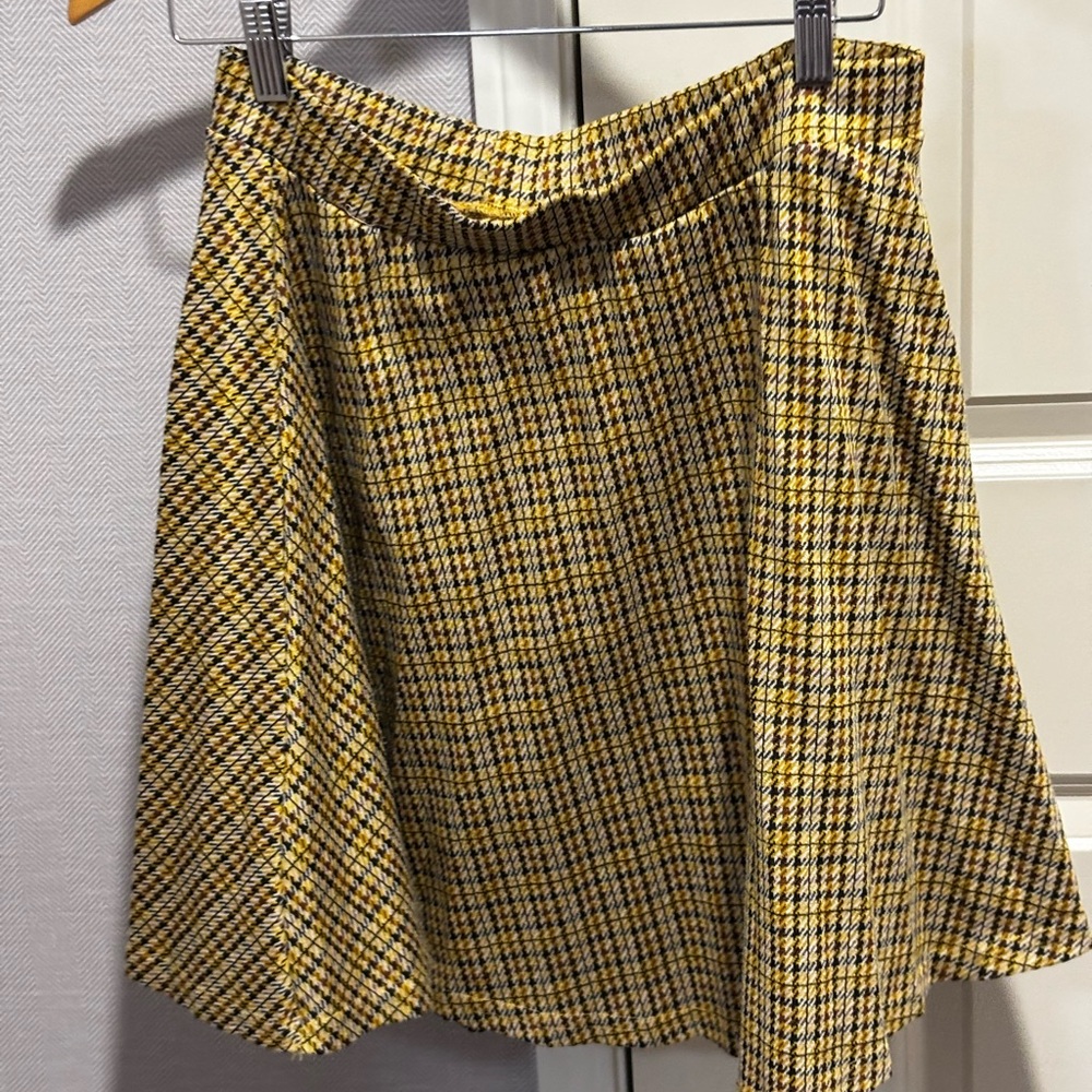 Vintage Chic Yellow Plaid A-Line Skirt